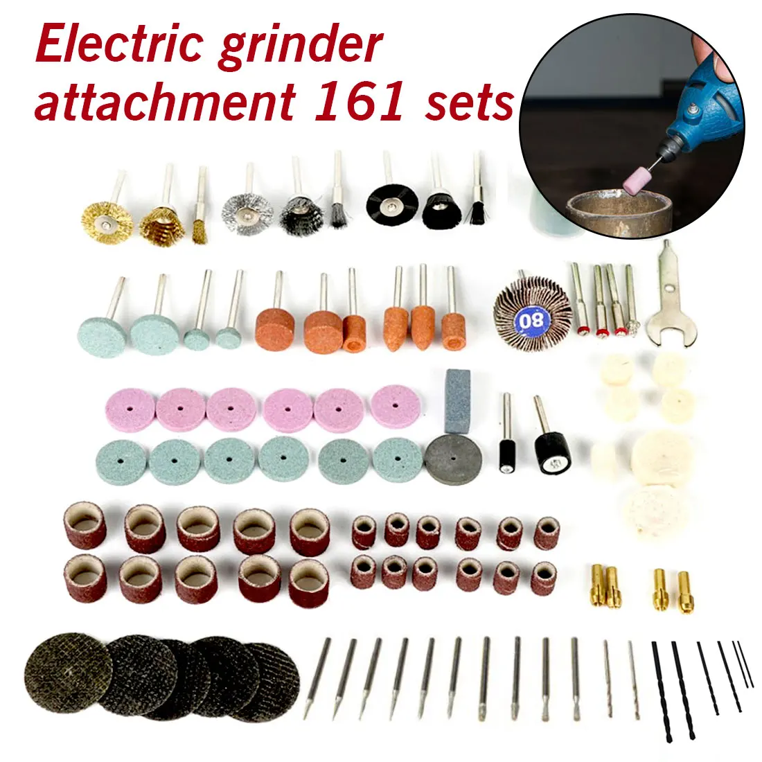 

Accessories Set Compatible with Dremel Rotary Tool for Grinding Polishing Abrasive Tools Electric 161Pcs Mini Drill Bit