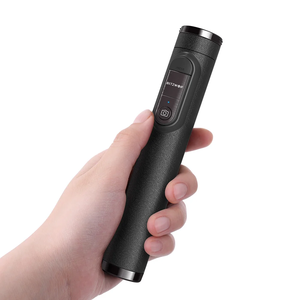 Black BlitzWolf BW-BS9 Мини bluetooth селфи палка монопод Штатив все в одном интегрированные съемные штативы селфи палки для Iphone - Цвет: Black