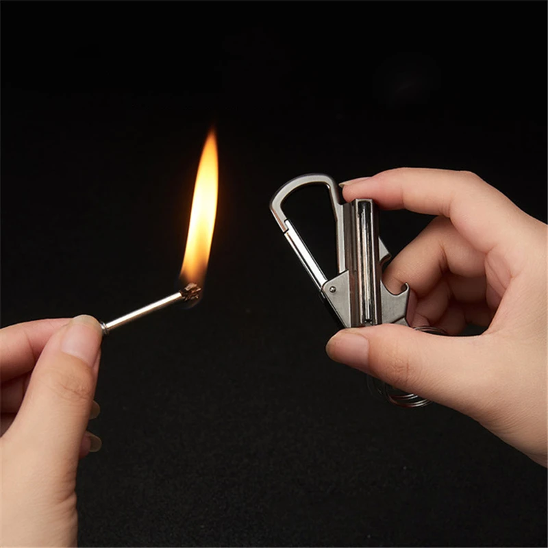

cigarette lighter Emergency Fire Starter Match Lighter Metal Outdoor Camping Instant Survival Tool man gadget gift key chain