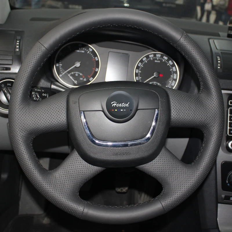 Оплетка на руль из натуральной кожи для Skoda Octavia Superb 2012 Fabia a5 2013 Yeti 2009 2013|on the steering