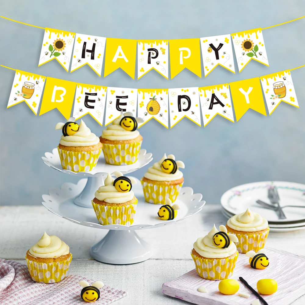 

Honey Bee Party Decorations Banner Photo Shooting Backdrops Kids Bumble Bee Birthday Party Decors Supplies Baby Shower Favors