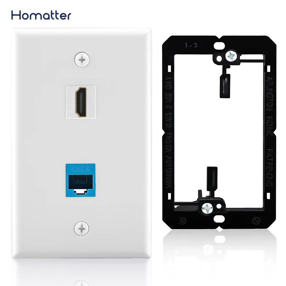

Homatter cat6 Ethernet Wall Plate 2 Port RJ45 Network Female to Female Keystone Wall Coupler Jack Plate and HDMI-compatible