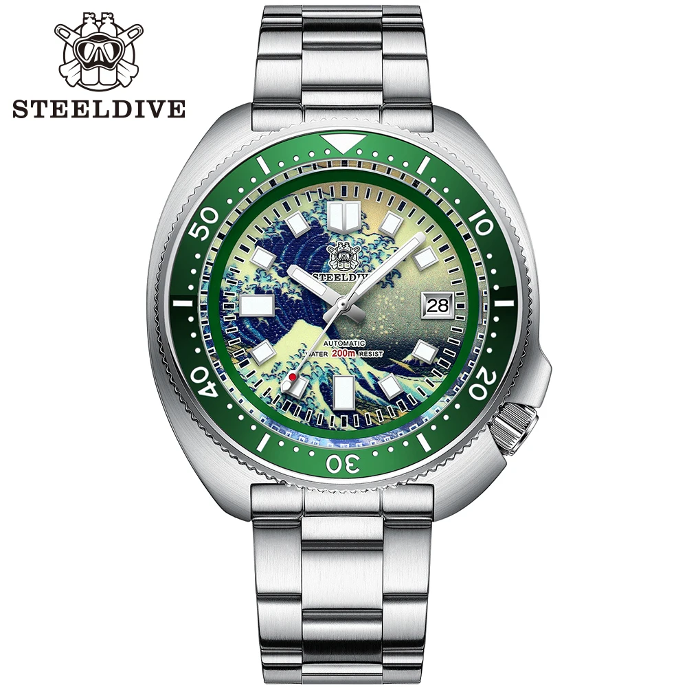 Мужские автоматические механические часы STEELDIVE Kanagawa черепаха SD1970J с