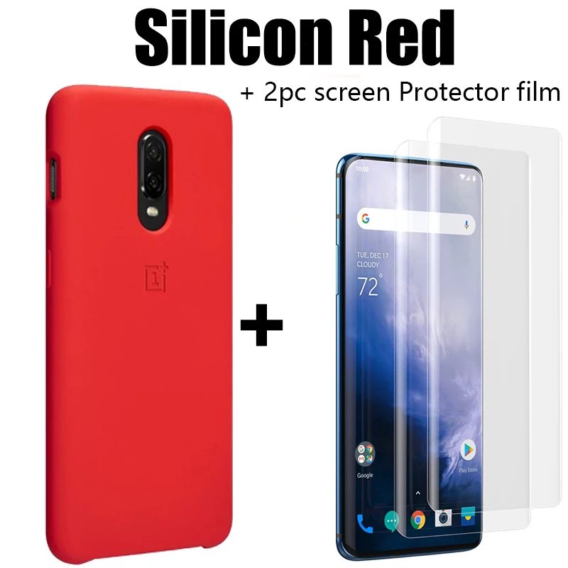 Silicon Red От Oneplus 7T Pro Чехол Oneplus официальный защитный чехол нейлоновый бампер песчаник чехол one plus 7T Pro 7T 7 Pro 6T - Цвет: Silicon Red