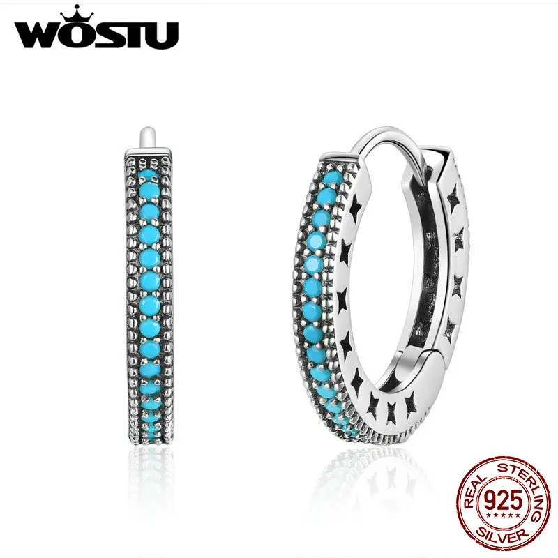 

WOSTU 100% Real 925 Sterling Silver Bohemia Style Hoop Earrings For Women Outgoing Activities Fashion Simple Jewelry Gift CQE493