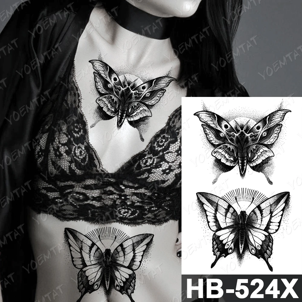 Waterproof Temporary Tattoo Sticker Three-eyed Goat Snake Flash Tattoos Moth Old School Body Art Arm Fake Tatoo Women Men