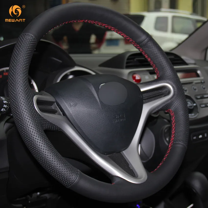 Чехол на руль MEWANT из черной искусственной кожи для Honda Fit городской Jazz 2009 2010 2011 2012