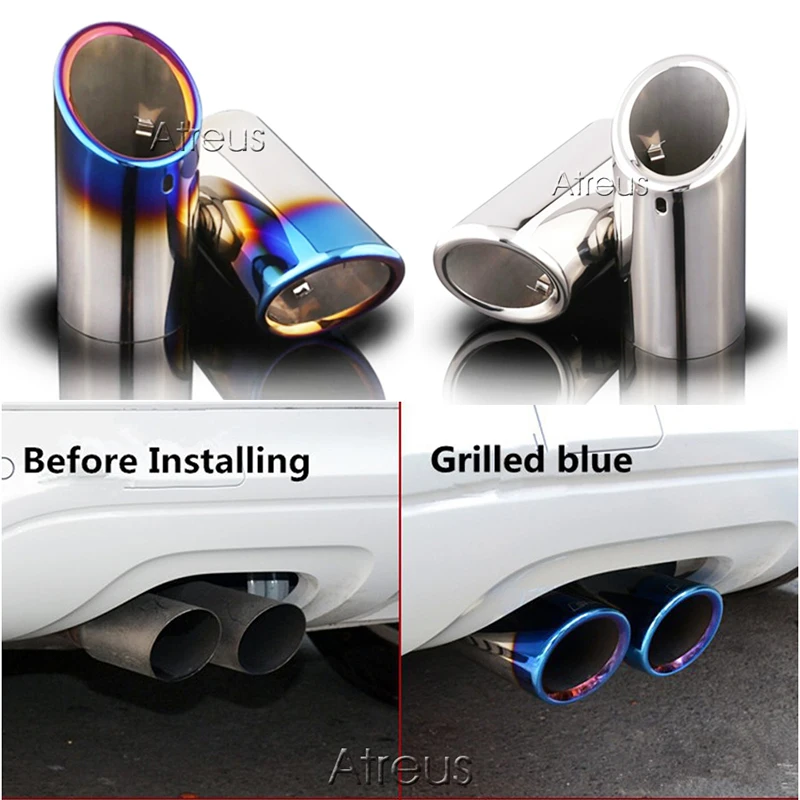 

2pcs For BMW E92 E90 325 328i 3 Series 2006 2007 2008 2009 2010 Car Tail Exhaust Tip Pipes Cover Stainless Steel Accessories