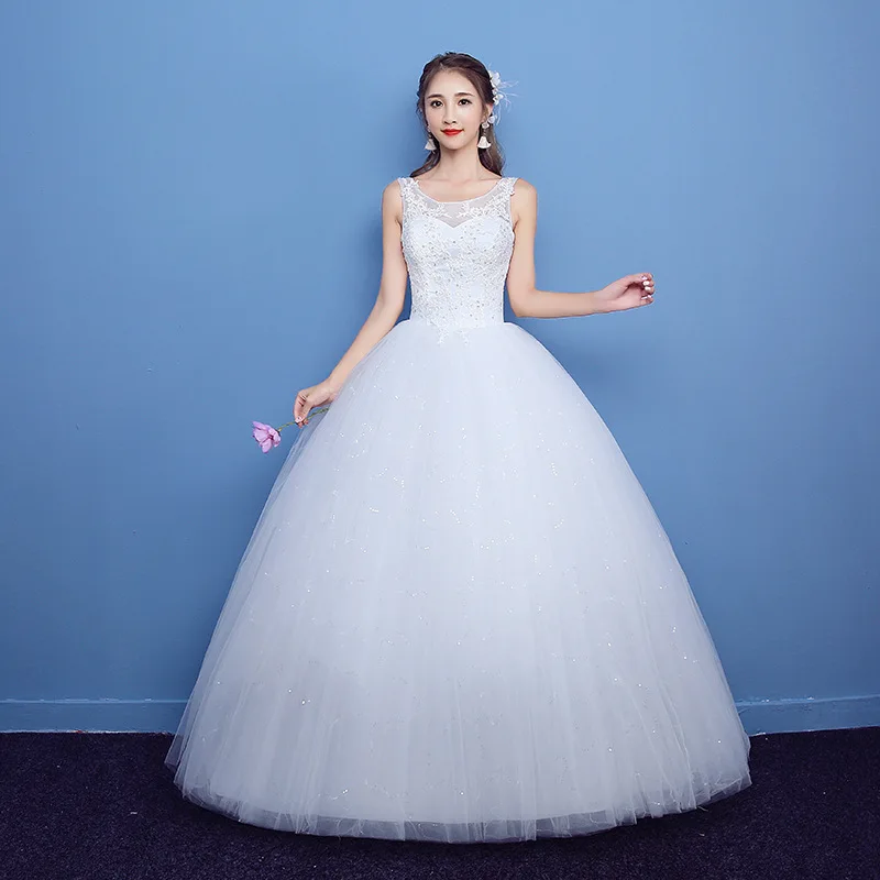 Vestido De Noiva, новинка, простое свадебное платье с вырезом лодочкой, Цветочная вышивка, на заказ, большие размеры, на шнуровке, свадебное платье L - Цвет: H03 off white