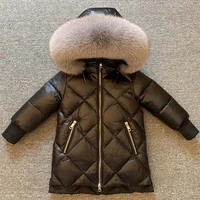 baby kids childrens long down jacket girl down thick coat natural fox fur collar big 2 12 years old
