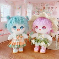 jk uniform plaid dress 20cm doll clothes star cotton plush toy clothing toy baby wear