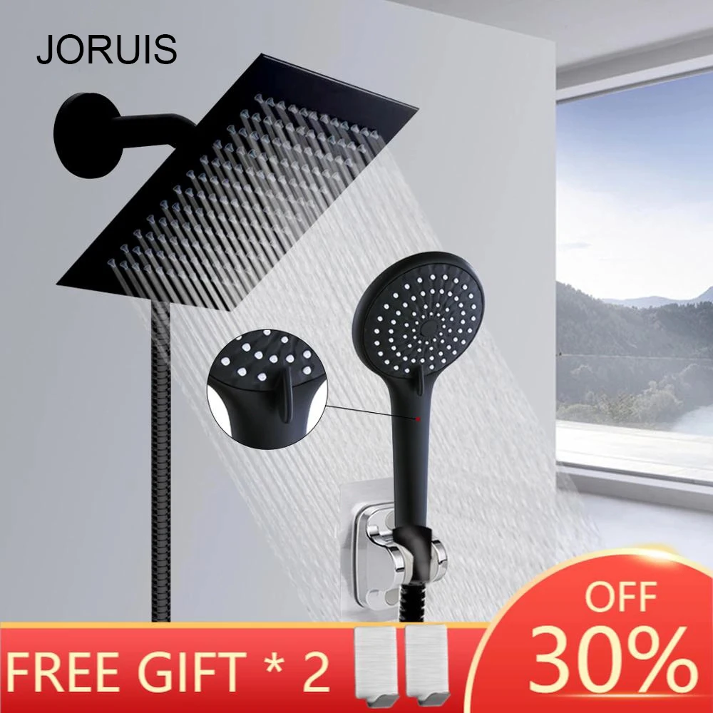 JOURIS Dush Shower Head Set Black Holder for Bathroom Rain Douche Manguera Stainless Steel Rainfall Filter Pommeau Pomeau De |
