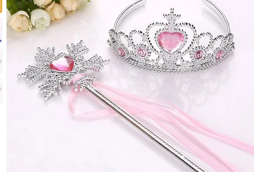 Snow pink set Новинка, ледяная Корона, мерцающие аксессуары для волос для девочек, принцесса, свадебная корона, диадема со стразами, обруч, повязка на голову, повязки для волос, подарки - Окраска металла: Snow pink set