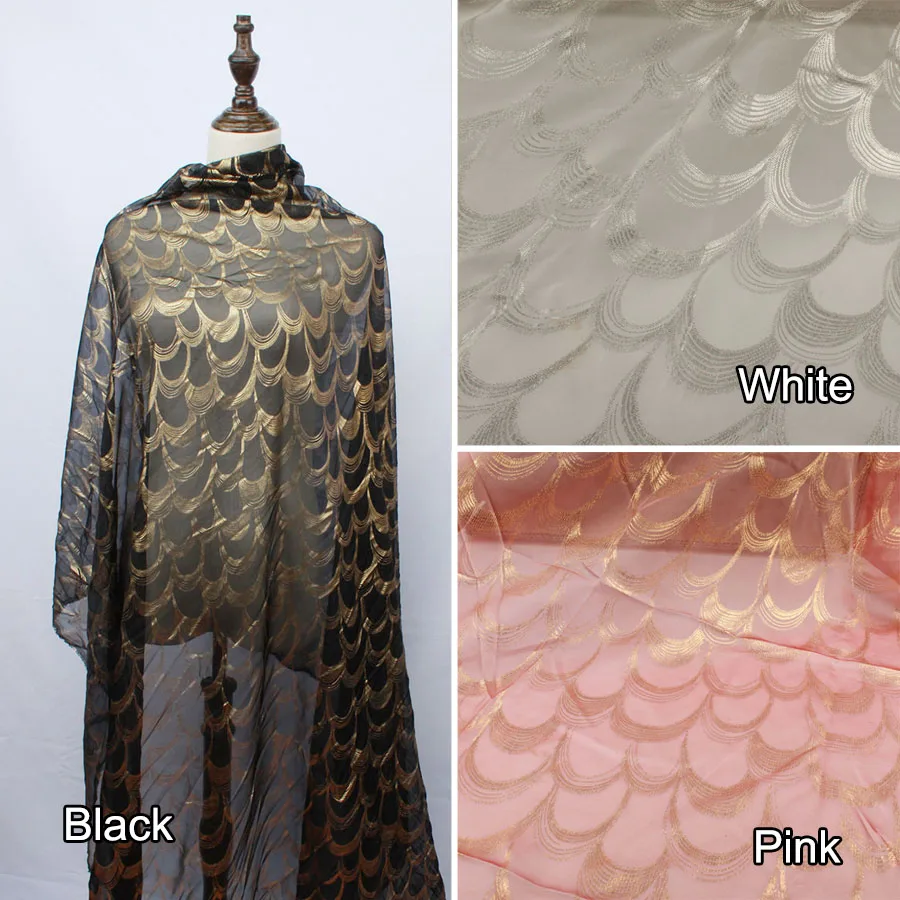 Легкая Золотая бронзовая шкала Перо хвоста шифоновая ткань sheer hanfu материал