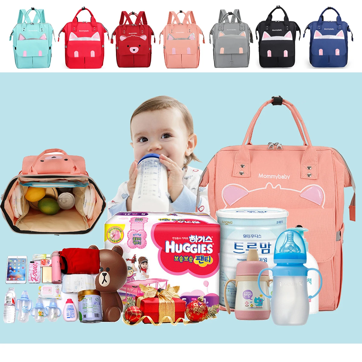 

Large Capacity Diaper Bag Waterproof Casual Bag Milk Bottle Bag Baby Nappy Bag Mummy Multi Functional Mommy Travel Backpack