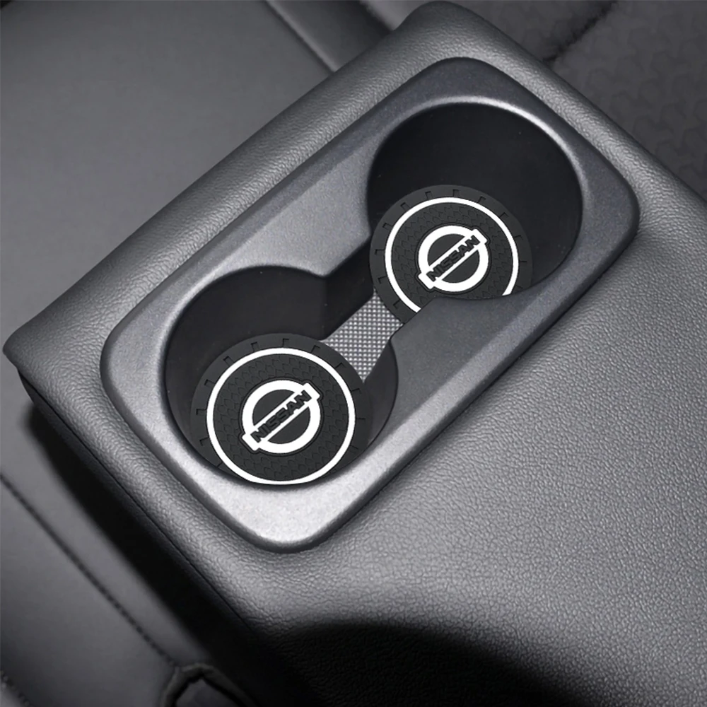 

VEHICAR 2PCS Car Auto Water Cup Slot Non-Slip Mat Car Coaster Mat For NISSAN Accessories Car Styling Scratch Proof