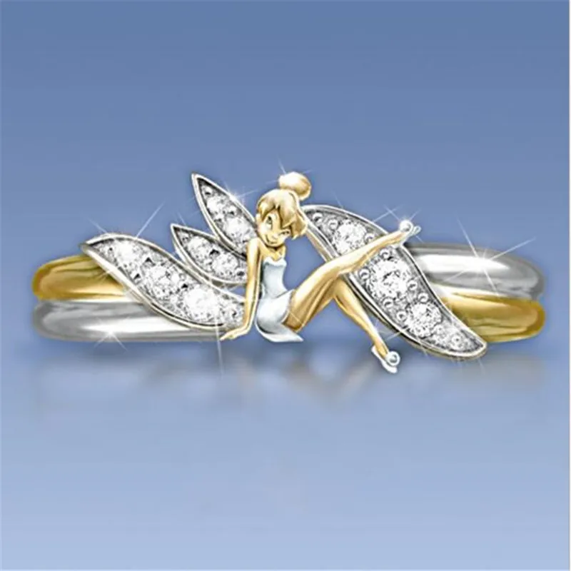 

Fashionable cute angel micro-set zircon ring ladies birthday banquet jewelry ball Valentine's Day special gift wholesale