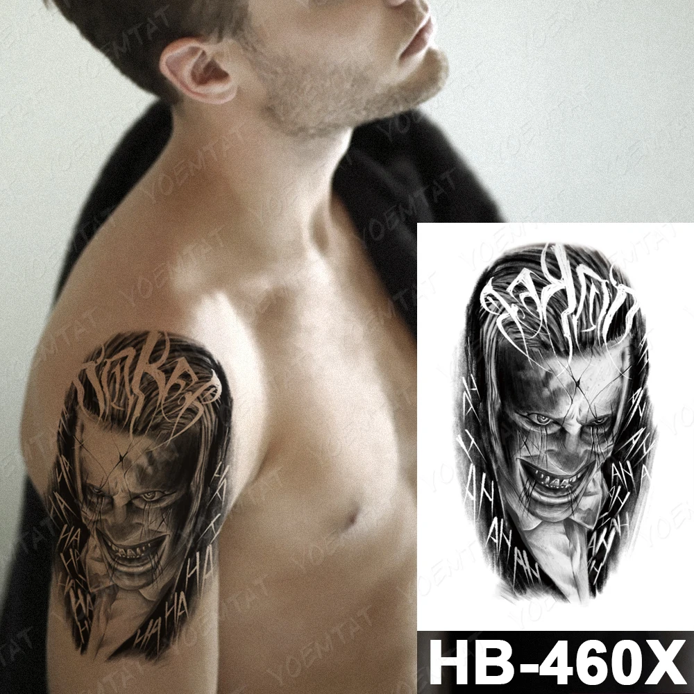 Waterproof Temporary Tattoo Sticker Skull Joker Clown Halloween Cosplay Flash Tattoos Body Art Arm Fake Tatoo Men Women | Красота и