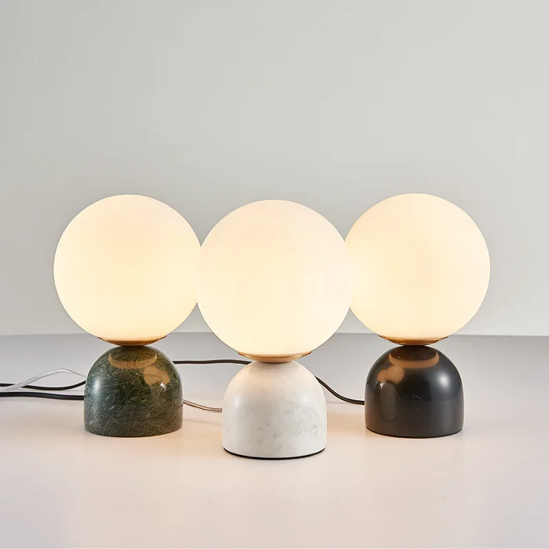 

Art marble table lamp Nordic modern simple bedroom lamps for nightstand EU US AU UK plug table lamps for living room MJ1024