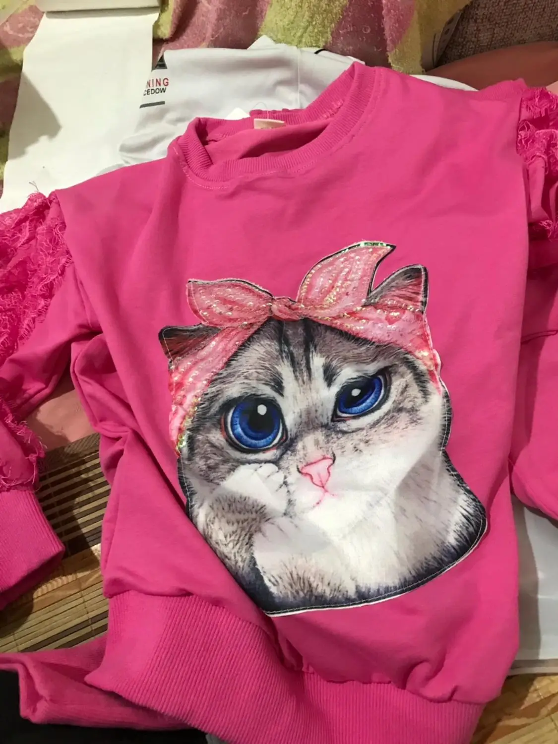 Спортивный костюм для девочек пуловер из 2020 хлопка с круглым вырезом спортивные