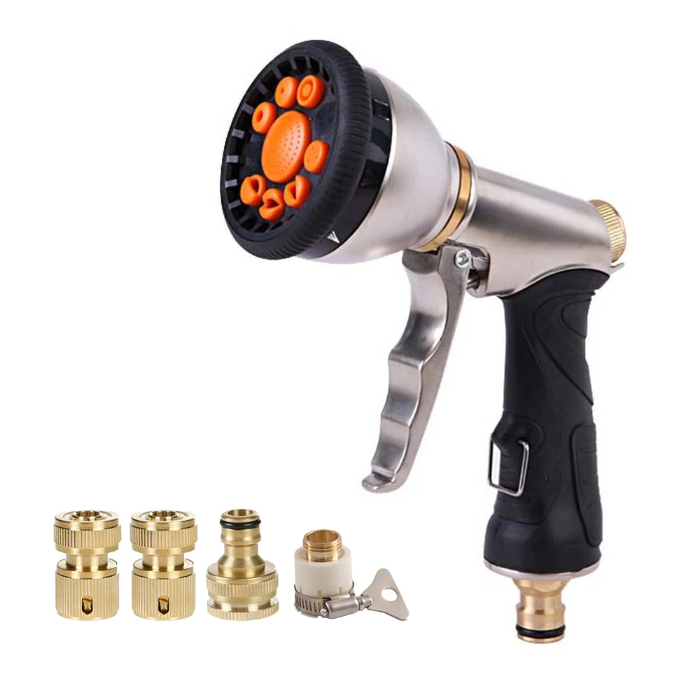 Новое металлическое триггерное сопло для садовой воды 9 функций с передним