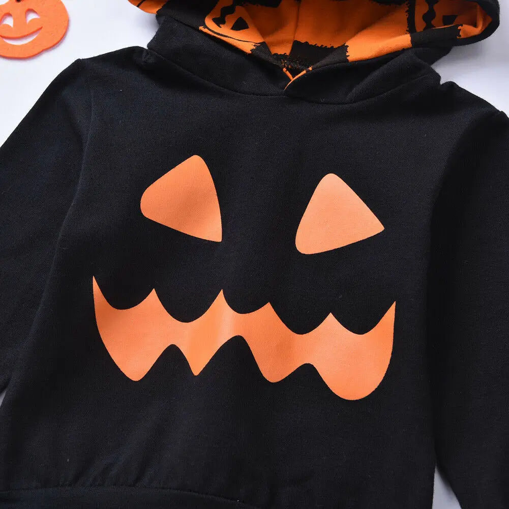

Toddler Baby Girl Boy 0-4Y Halloween Clothes Hooded Tops Stripe Long Pants Outfits