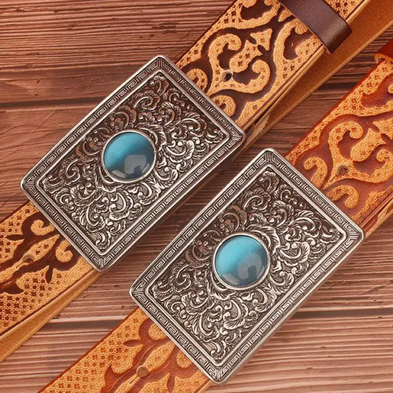 

Quality Luxury Designer Chinese Ethnic Style Auspicious Pattern Embossing Cow Shin Genuine Leather Belt For Men 3.8cm Wide