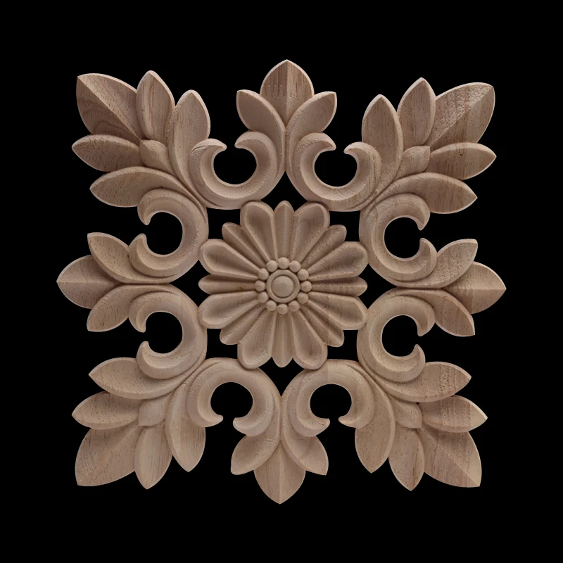 

Decoration European Carved Long Oval Floral Rubber Wood Corner Furniture Window Wood Decal Wood Applique Wood Craft Flower Decal