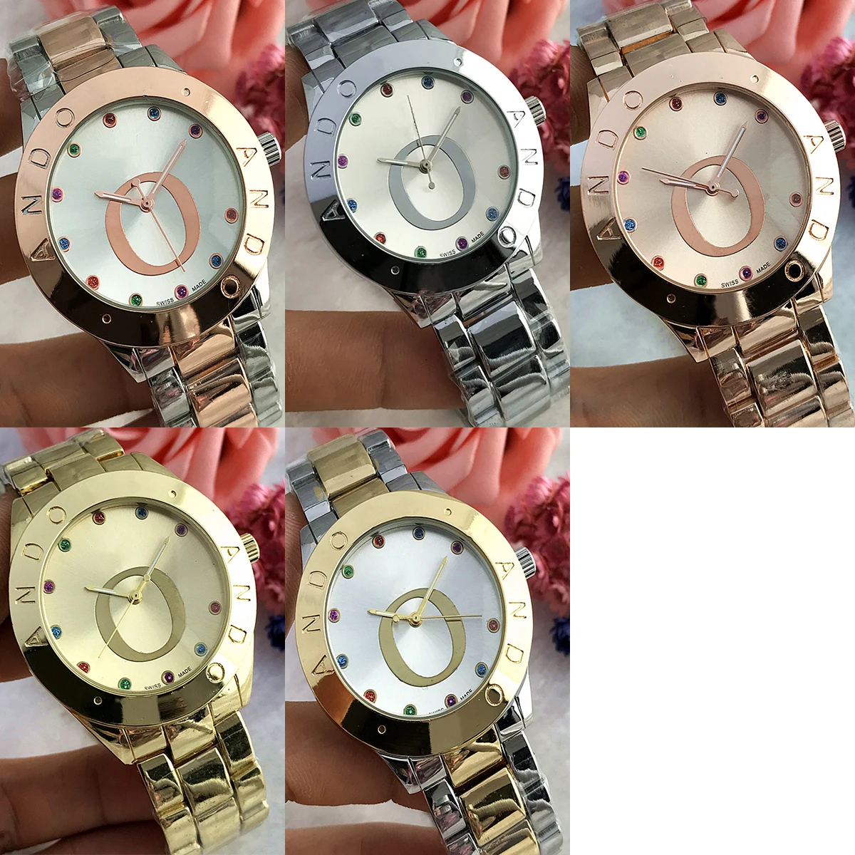 Мужские и женские Роскошные красочные кварцевые часы из нержавеющей стали в