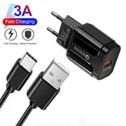 QC 3,0 Мобильный телефон зарядное устройство EU Plug Быстрая зарядка USB адаптер для Huawei P40 P30 P20 Lite Honor 30 20 Pro Type-c USB Дата-кабель