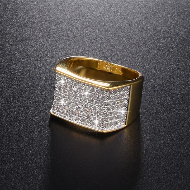 Men's Luxury Hip Hop Ring jewelry 925 Sterling Silver bling SONA Diamond painting full 18K gold rings for boys Party gift