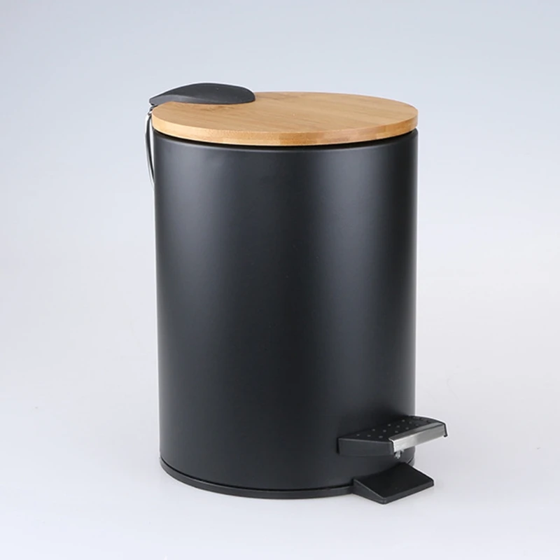 

3L Bamboo Flip Step Trash Can Garbage Bin Rubbish Waste Container Organizer Bathroom Kitchen Living Room Office Decoration 85DA
