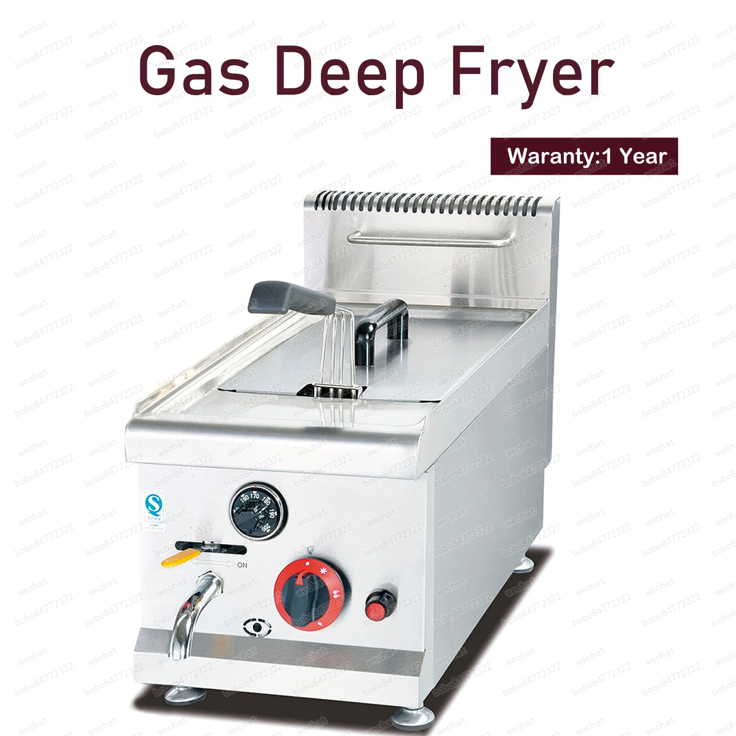 

Gas Fryer 1 Tank 1 Basket Stainless Steel Deep Fryer 14L Capacity