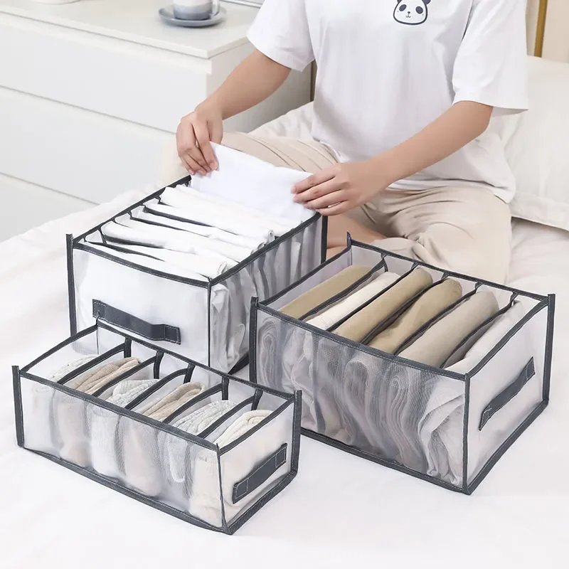 

Pants Clothes Separate Storage Bag Wardrobe Drawer Clothes Box Separate Bag Basket Lattice Folding Household Finishing Box