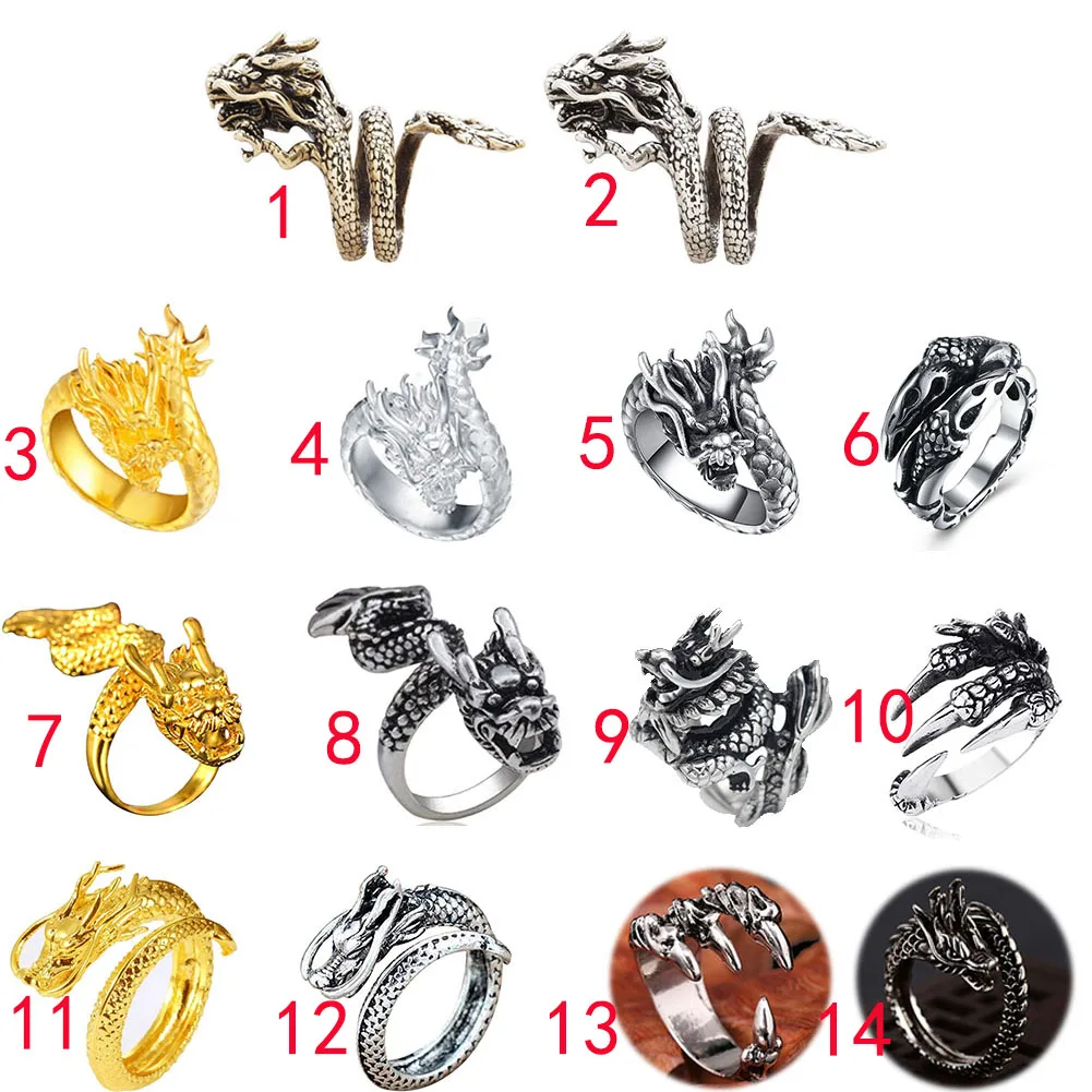Винтажные открытые кольца с драконом мужское Ретро Оригинальное властное кольцо
