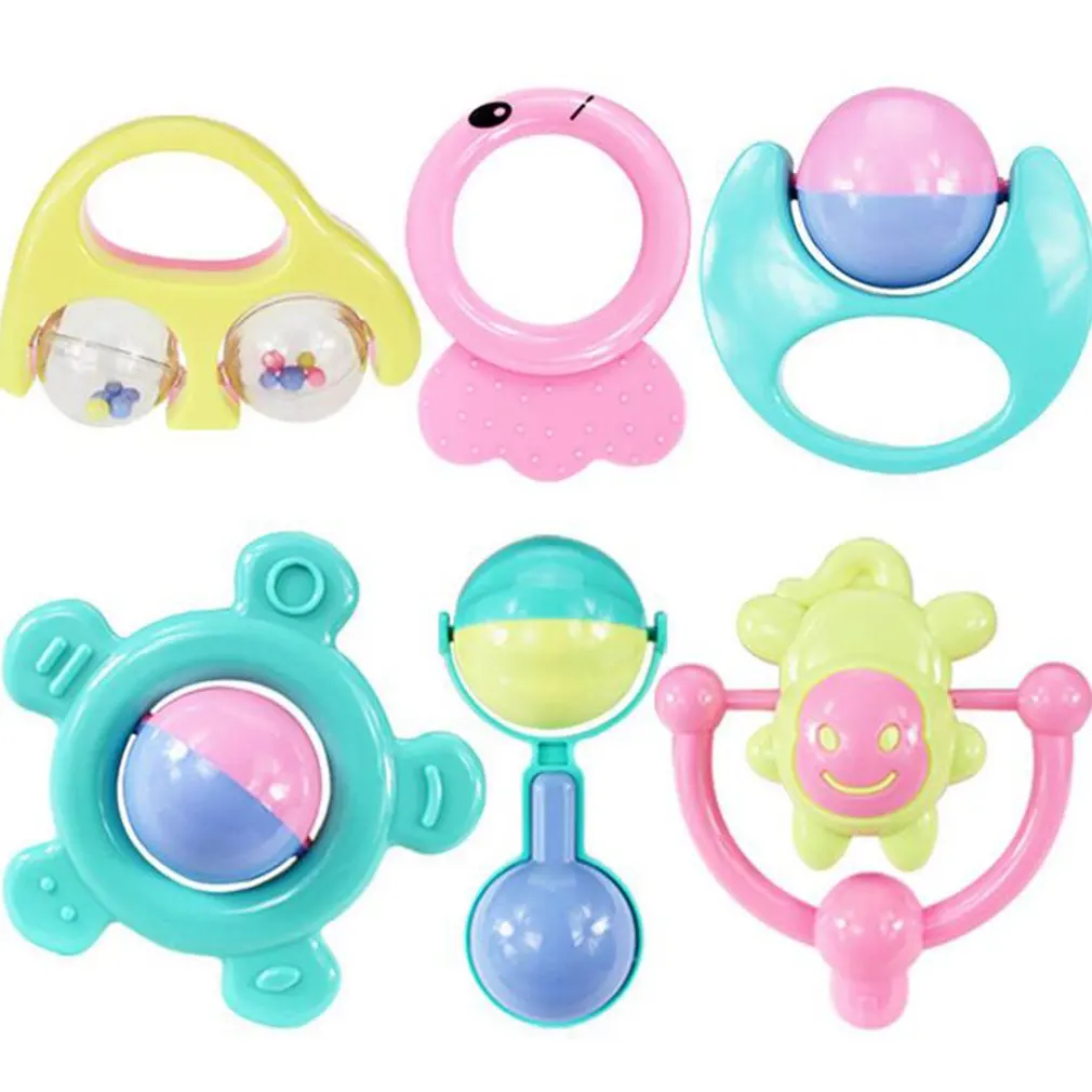 

6PCS Set Baby Toys 0-12 Months Rattles Mobile Teethers Educational Toys for Baby Newborn Birth Gifts Baby Comforter Infant Toys