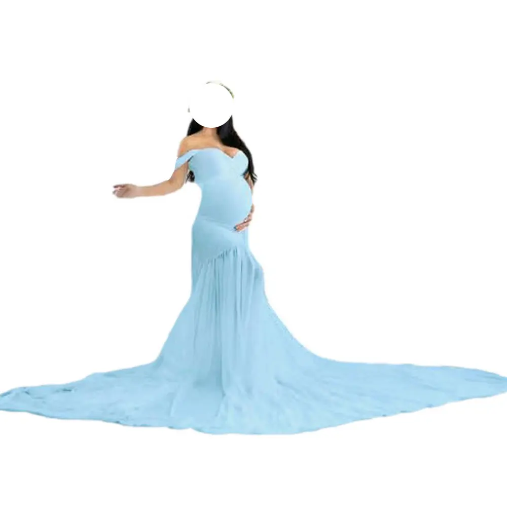 

Long Maternity Photography Dresses Women Clothing V Neck Maternity Dresses for Photo Shoot Solid Pregnancy Dress Maternity
