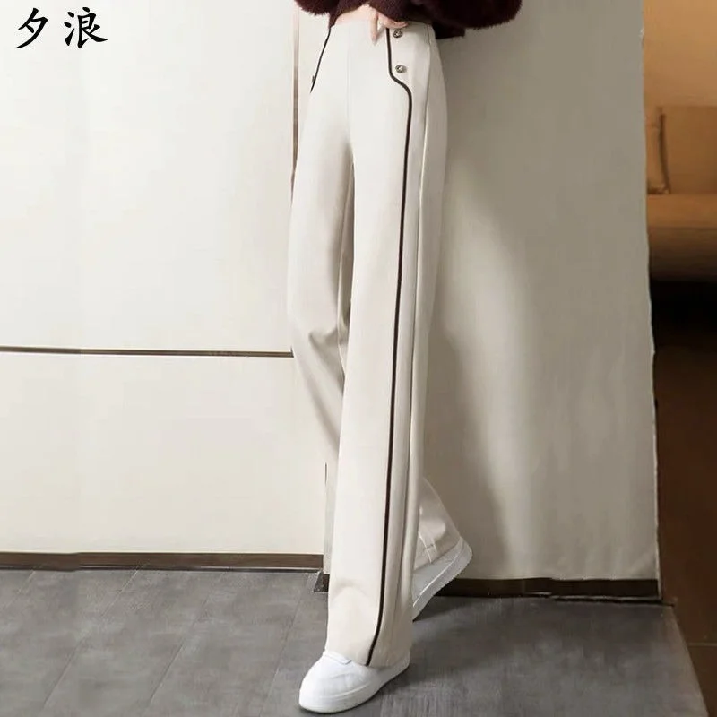

Wide-leg pants women's winter thickening 2021 new high waist drape loose straight pants are slim.
