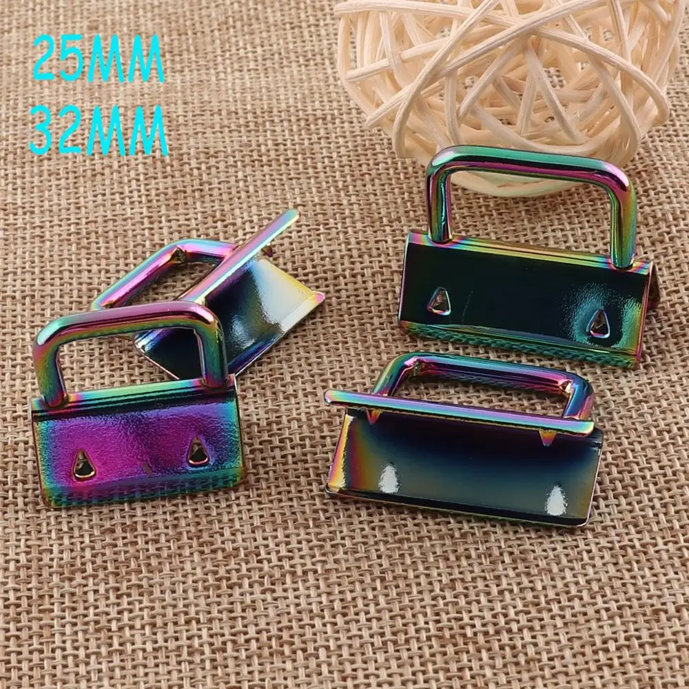 Брелок Радужный для ключей металлический кожаный с кольцом 25 мм/32 мм 10 шт. | Дом и