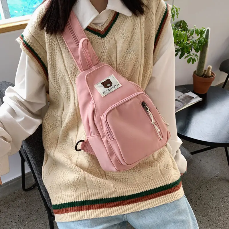 

New Ins Canvas Backpack Bags Women's 2021 Trendy Crossbody Small Bag All-Matching Girlish Multi-Purpose One Shoulder Chest Bag