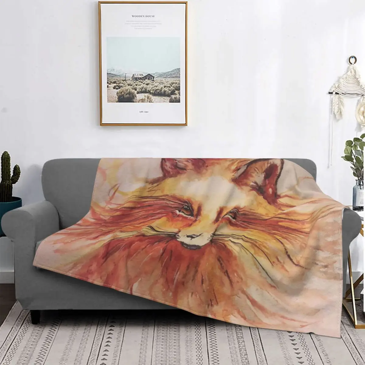 

Fox Mammal Blanket Flannel Print Animal Cute Creature Portable Warm Throw Blanket for Home Outdoor Bedding Throws