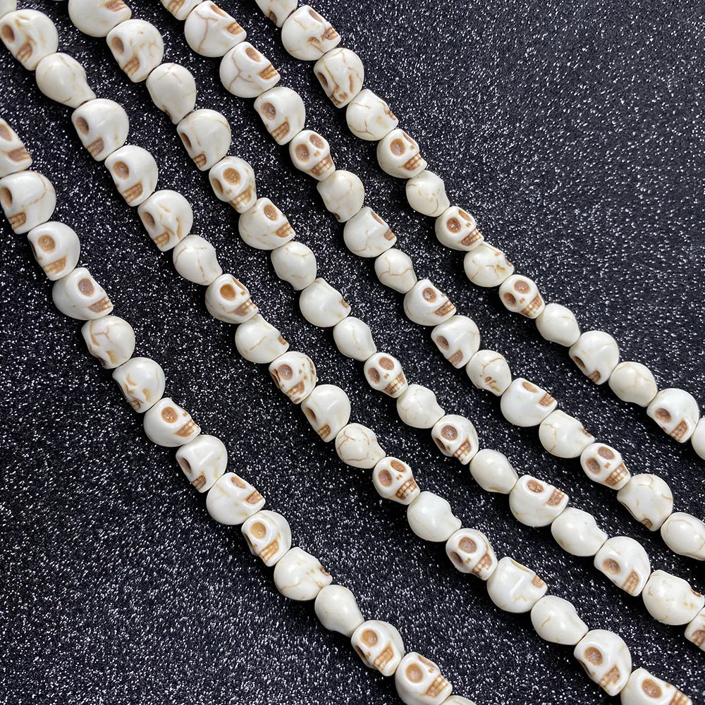 

Natural Stone Beads Skull Shape White Turquoises Beads for Women Gift Jewelry Making DIY Bracelet Necklace Earrings Accessories