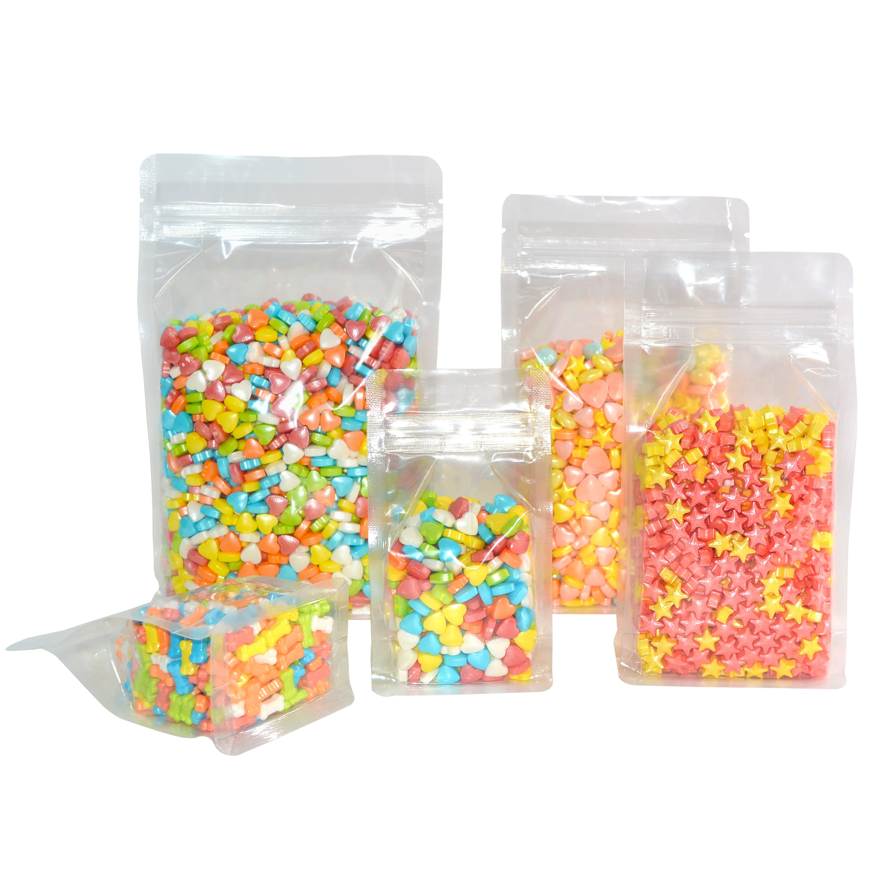 50 шт прозрачных плоских контбукса мешок стоьте вверх замка застежка молнии