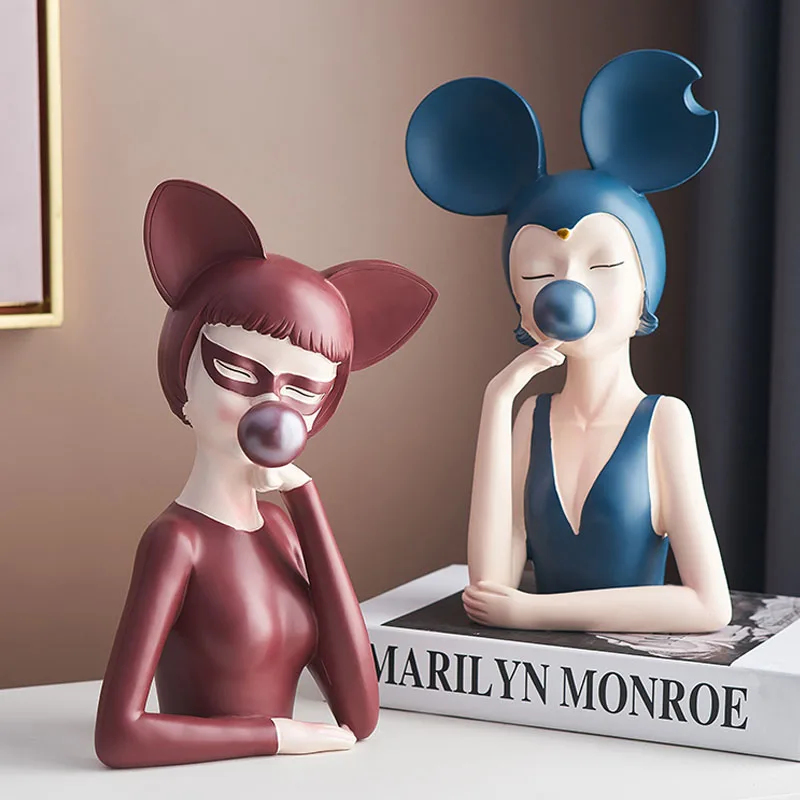 

Moden Girl Resin Art Desktop Statue Gift Salon Sculpture Ornaments Office Tabletop Figurines Crafts Home Decoration Accessories