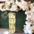 Золотая воздушная коробка с именем для девочек и мальчиков, украшение для детского праздника, подарок на 1-й день рождения, крестины, свадьбу