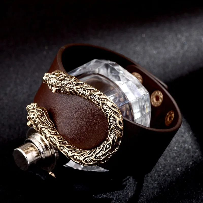 Винтажный Мужской кожаный браслет регулируемый широкий ремень браслеты подарок