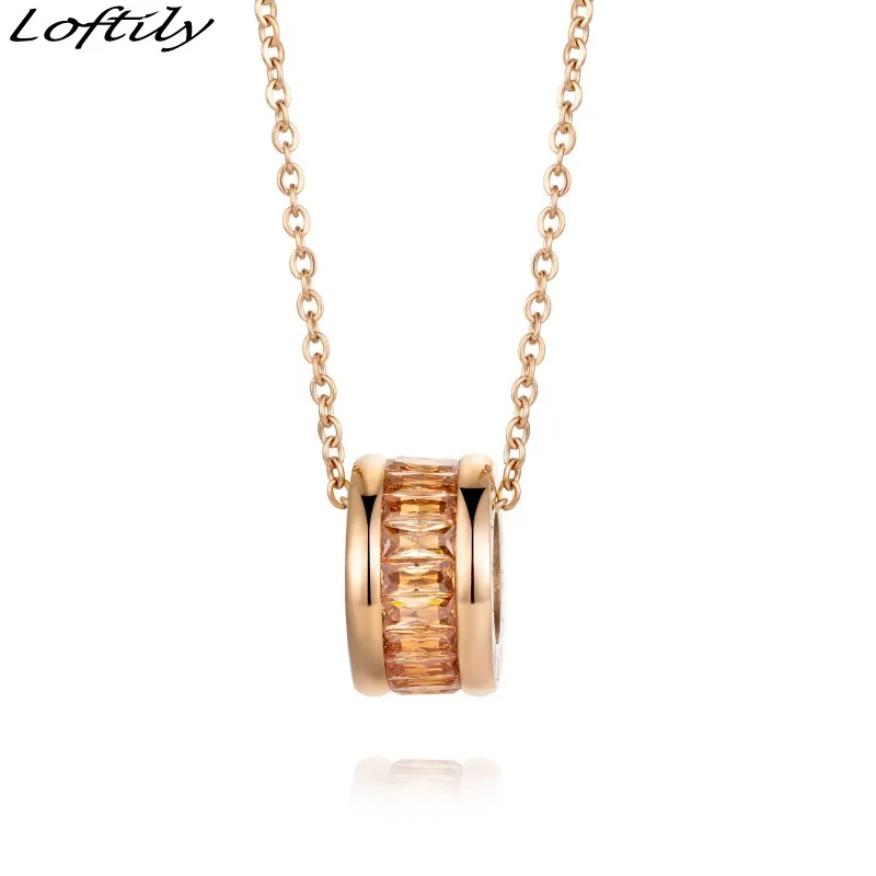 

2020 Fashion Round Circle Necklace Rose Gold Plate Pendant for Women Lover Daily Gift Rose Golden color Love Necklace Jewelry