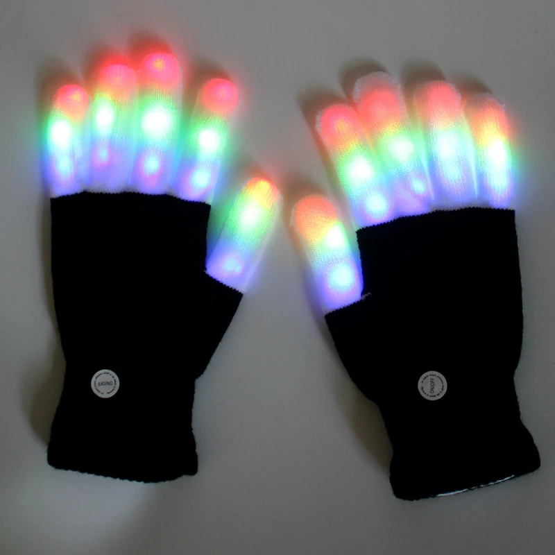 

1 Pair Children Adult LED Finger Light Up Gloves Amazing Colorful Glow Flashing Novelty Toys for Kids Halloween Christmas Gift