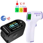 Пальчиковый пульсоксиметр, портативный Пальчиковый пульсоксиметр, цифровой термометр для измерения кислорода в крови и лба, бесконтактный инфракрасный медицинский