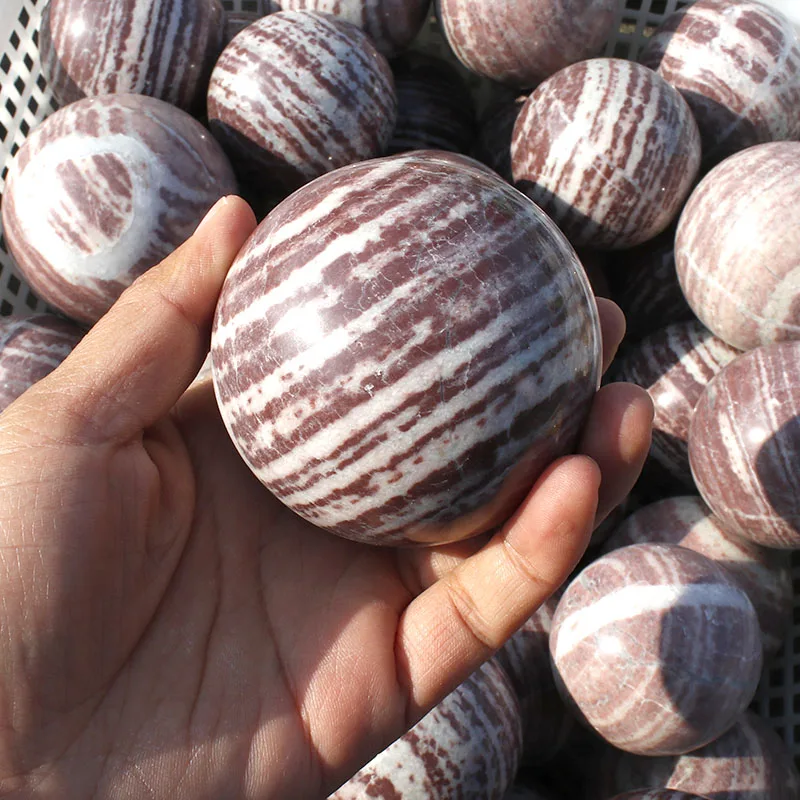 

1 Kg Natural Red Zebra Stone Shperes For Home Decoration
